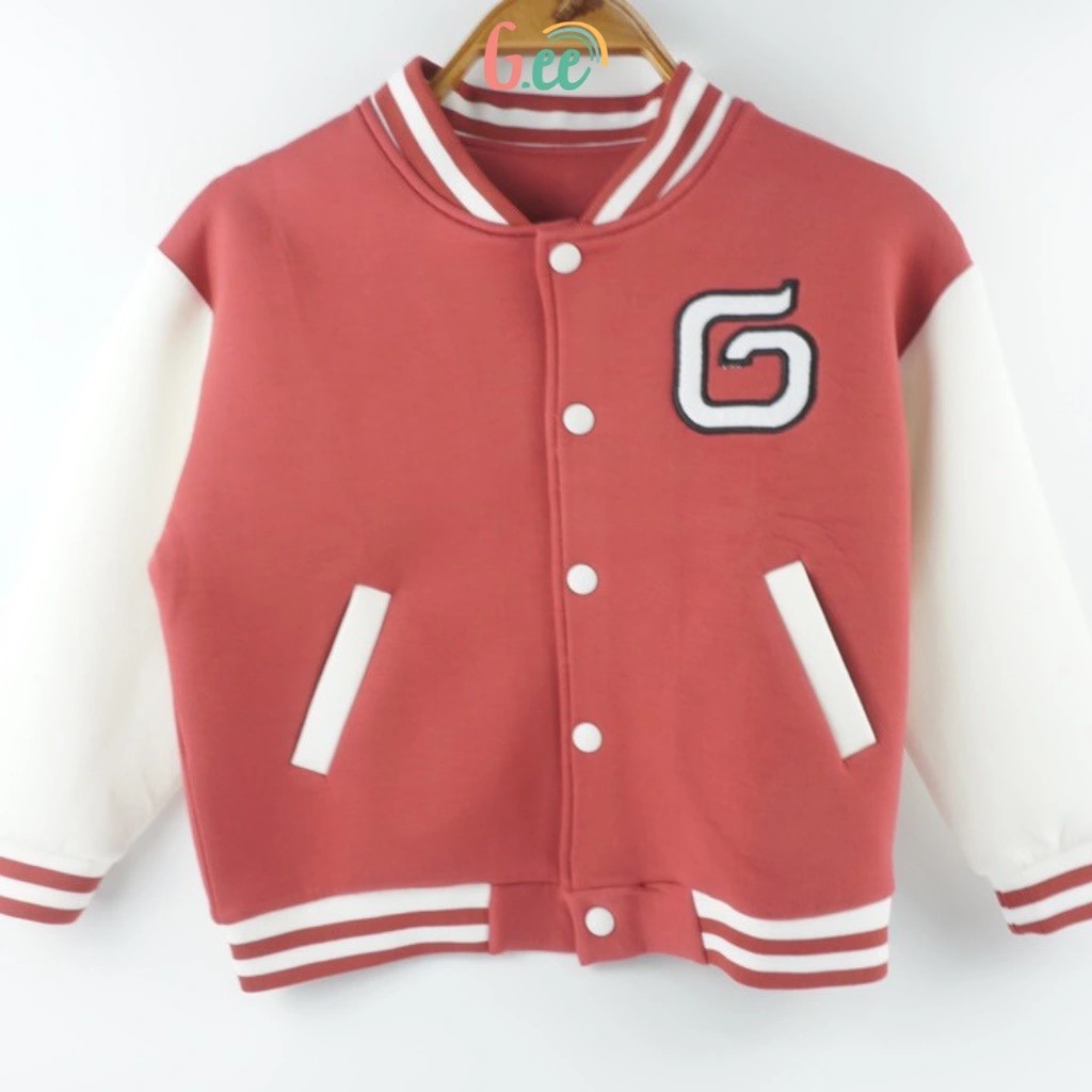 Áo khoác bomber trẻ em, chất liệu nỉ gỗ sồi
