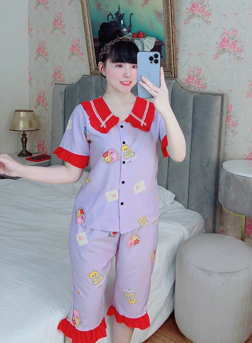 [LỬNG SIZE DƯỚI 57kg ] Đồ Bộ Pijama Lụa Hàn Họa Tiết Siêu Đẹp