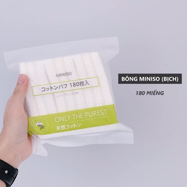 Bông tẩy trang Miniso túi 180 miếng siêu thấm
