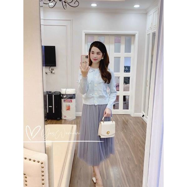 chân váy voan lưới dáng dài nhều màu sắc