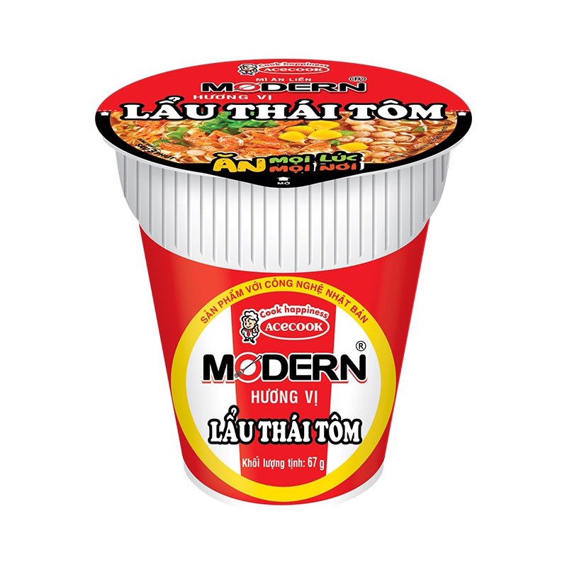 Thùng mỳ ly modern lẩu thái tôm - 24ly x 65g