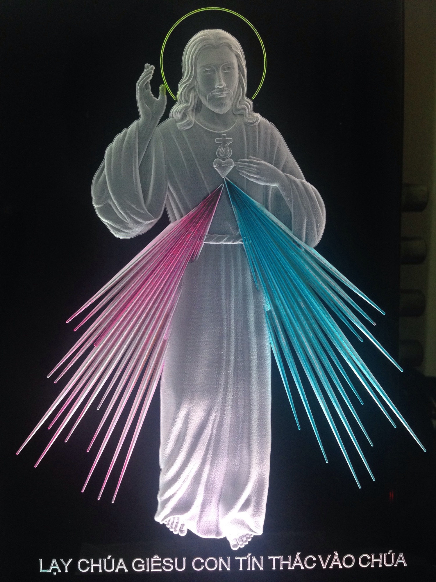 Tranh điện mica đèn led : CHÚA THƯƠNG XÓT  ( 25cm x 20cm )