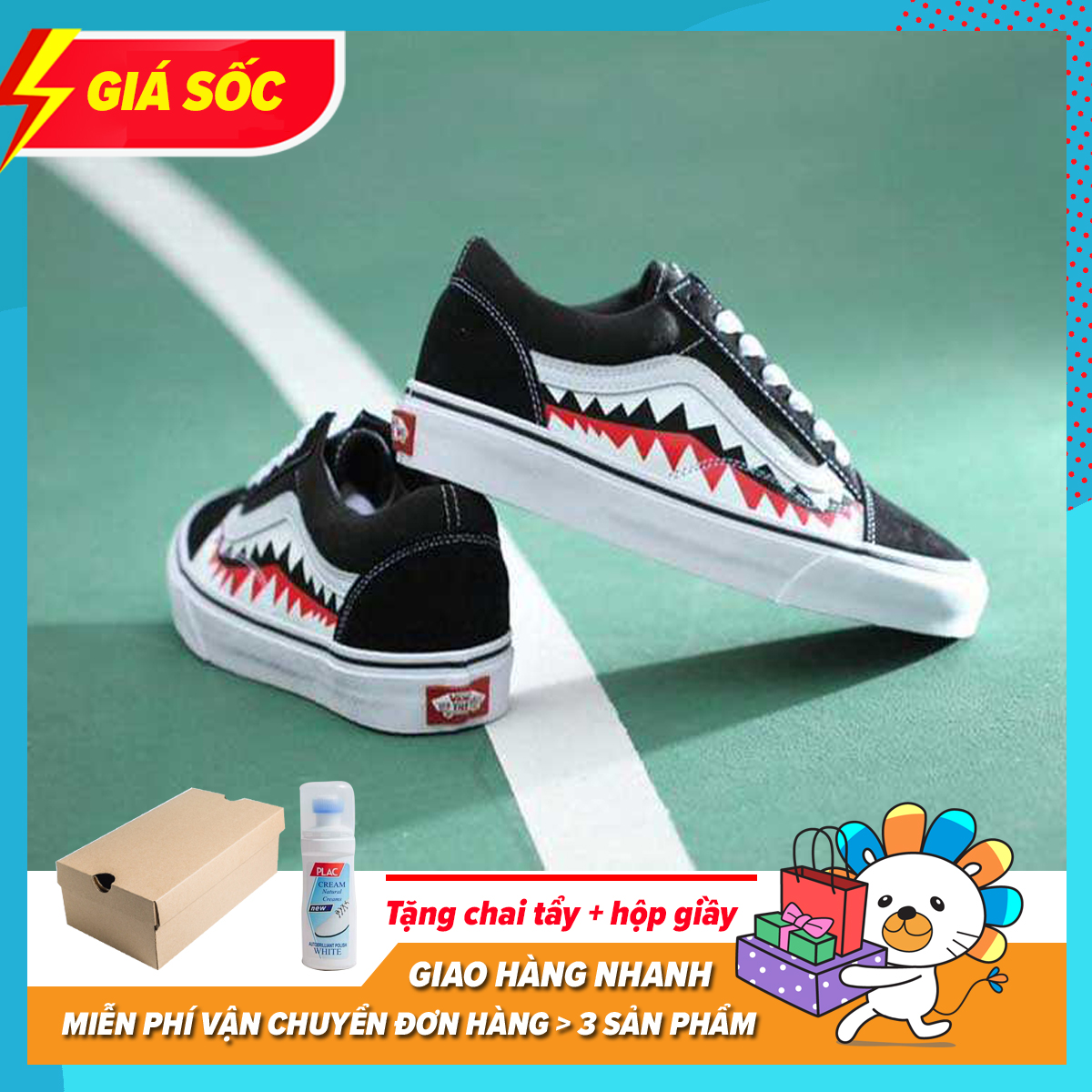 [ HàngREP ] Giày Sneaker Nam Nữ Vans Cá Mập Full Box