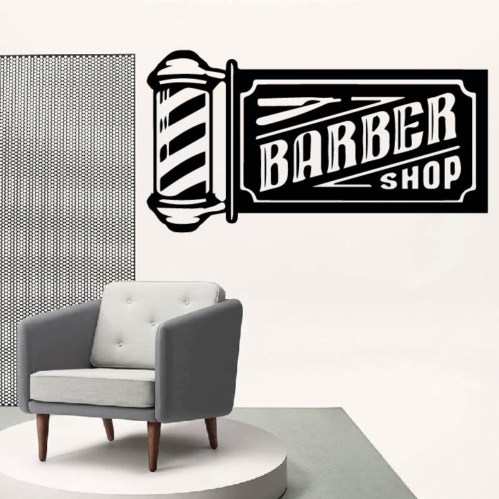 Decal Trang trí Barber, Salon cắt tóc P4
