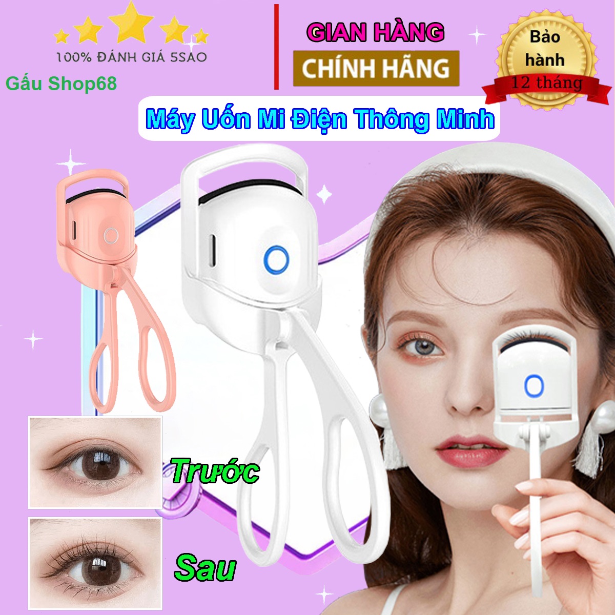 Máy uốn mi bằng nhiệt siêu cong - máy uốn mi bằng nhiệt, cong gấp 10 lần kẹp mi bình thường, cổng sạc usb, sạc pin tích điện, thiết kế thông minh, nhỏ gọn tiện lợi, máy uốn mi điện cao cấp, kẹp bấm mi điện