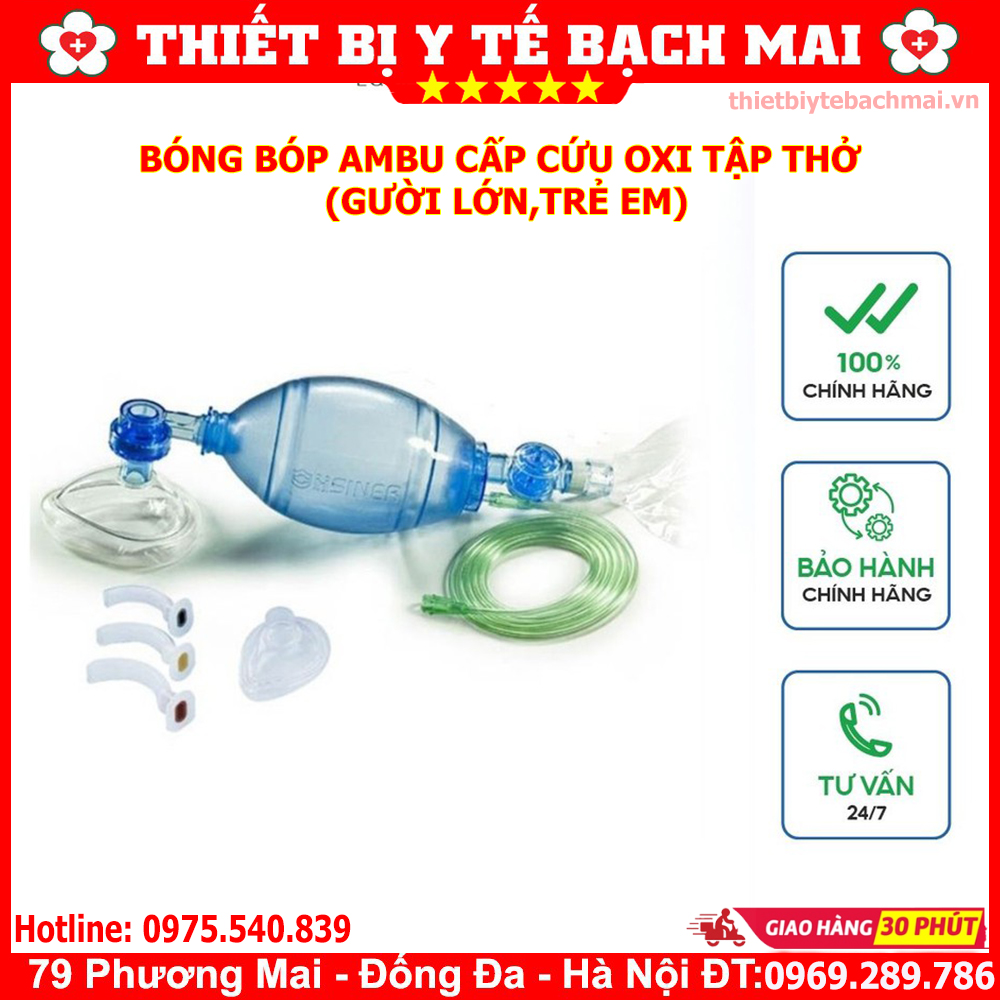 Bóng bóp ambu cấp cứu oxy tập thở