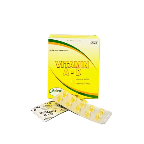 Vitamin AD Abipha, hộp 100 viên
