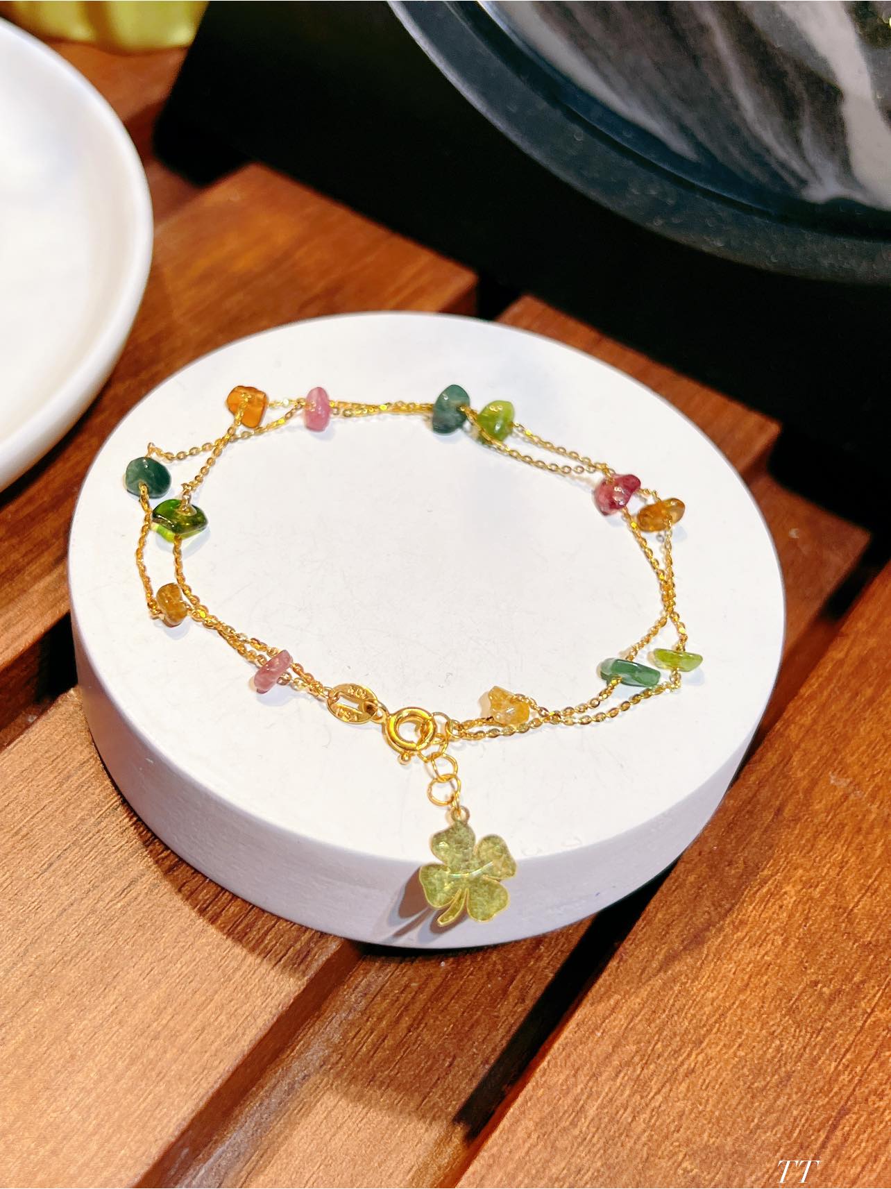 Lắc tay vàng tây mix đá tourmaline tự nhiên , vòng tay đá phong thuỷ hợp tất cả các mệnh, trang sức thiết kế đủ hoá đơn thẻ bảo hành