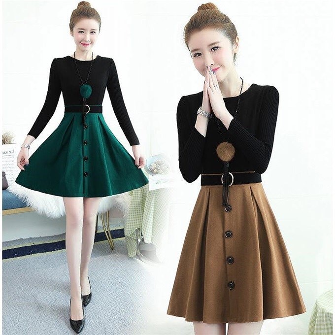 Váy dạ phối màu
