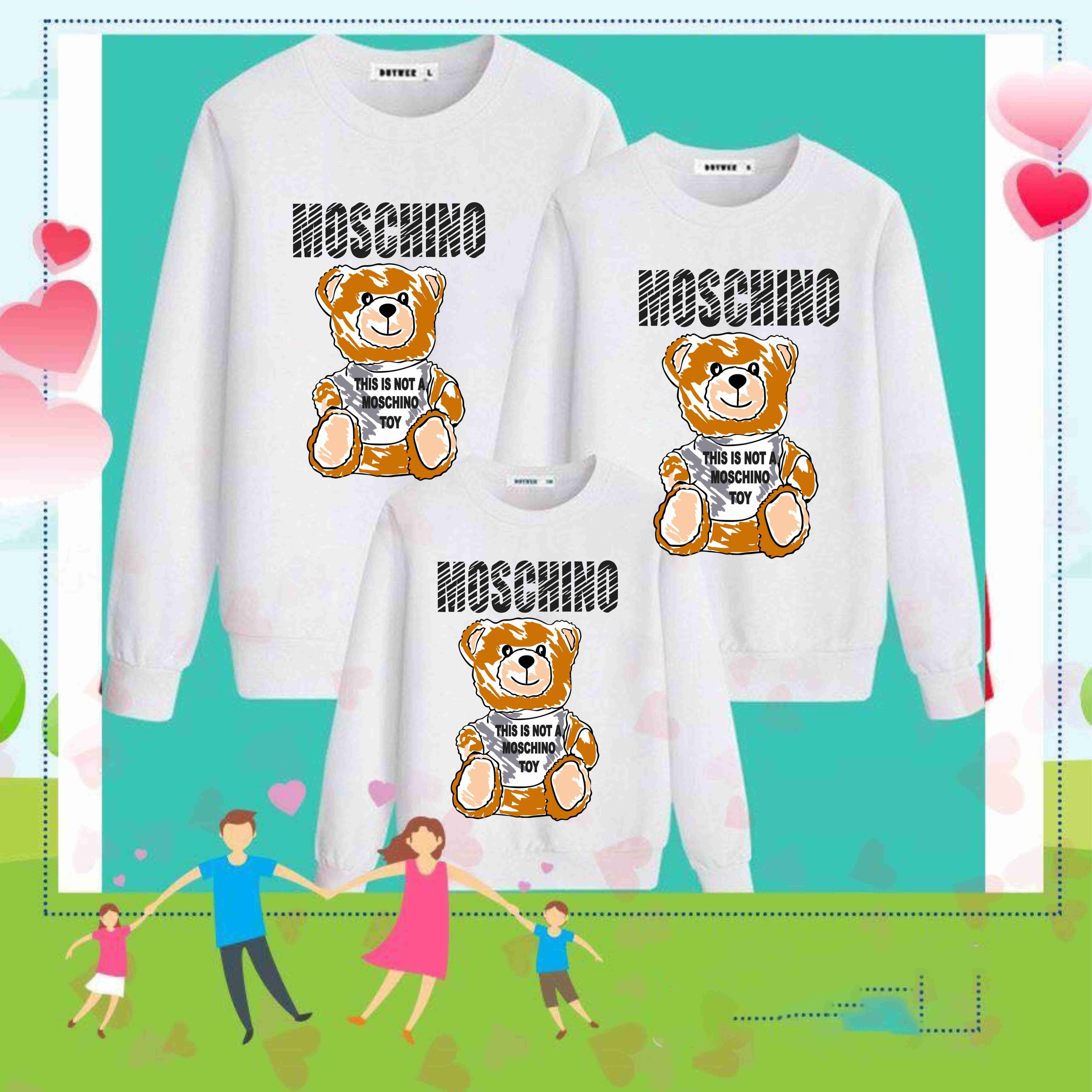 Áo Sweater cặp đôi và gia đình in hình GẤU - giá 1 áo
