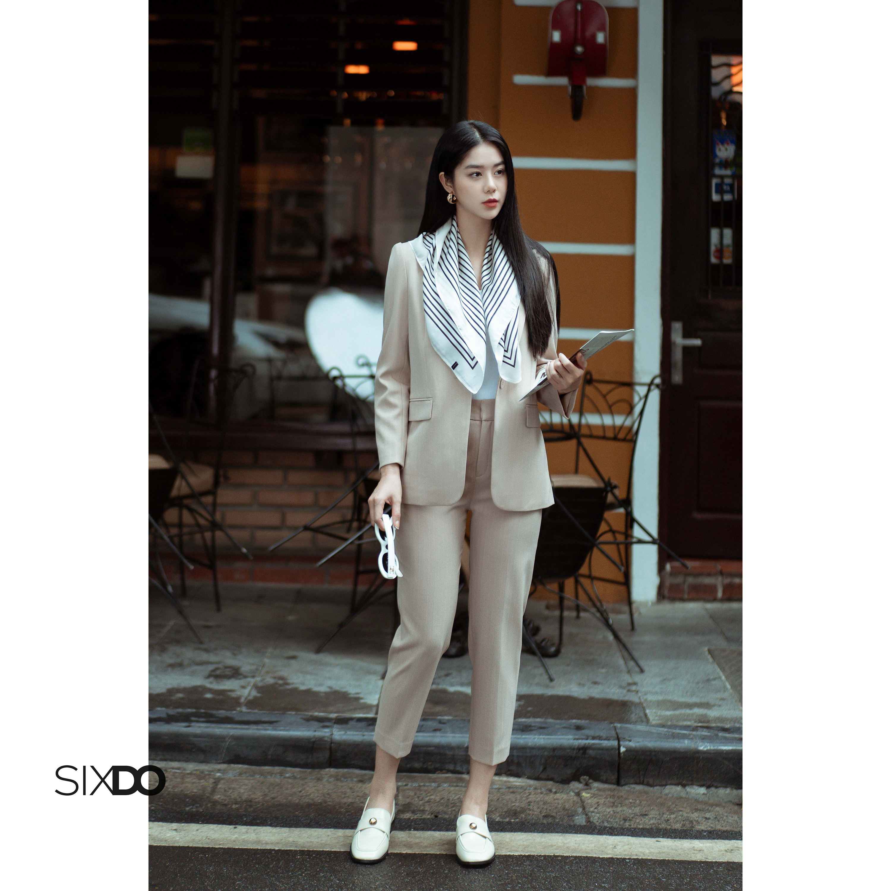 Áo vest nữ kẻ sọc SIXDO (Stripe Single Breasted Woven Vest)