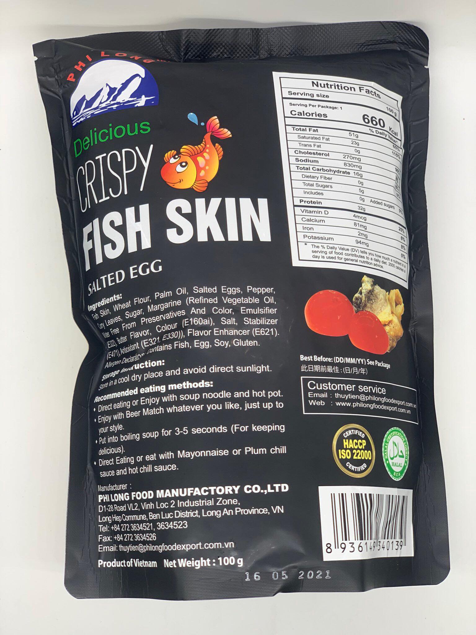Da cá vị trứng muối không cay 100gr