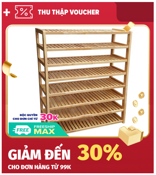 [HCM]Kệ dép gỗ 80cm - 8 tầng