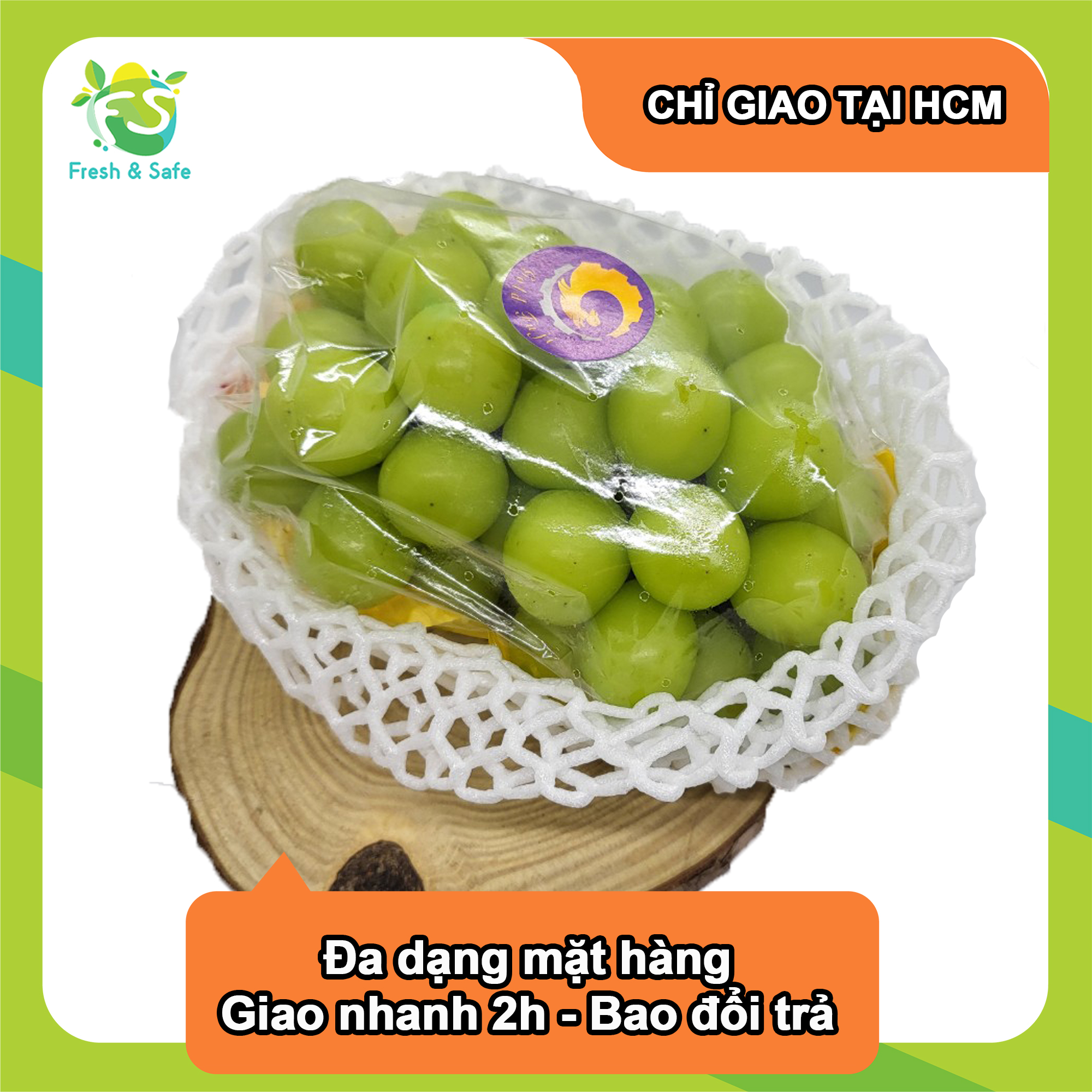 [Chỉ Giao HCM] Nho Xanh Mẫu Đơn - chùm 500Gr