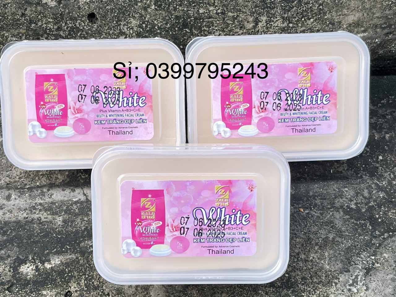 Combo 3 hộp kem trắng da toàn thân z.a.l,e hồng hộp vuông 100g