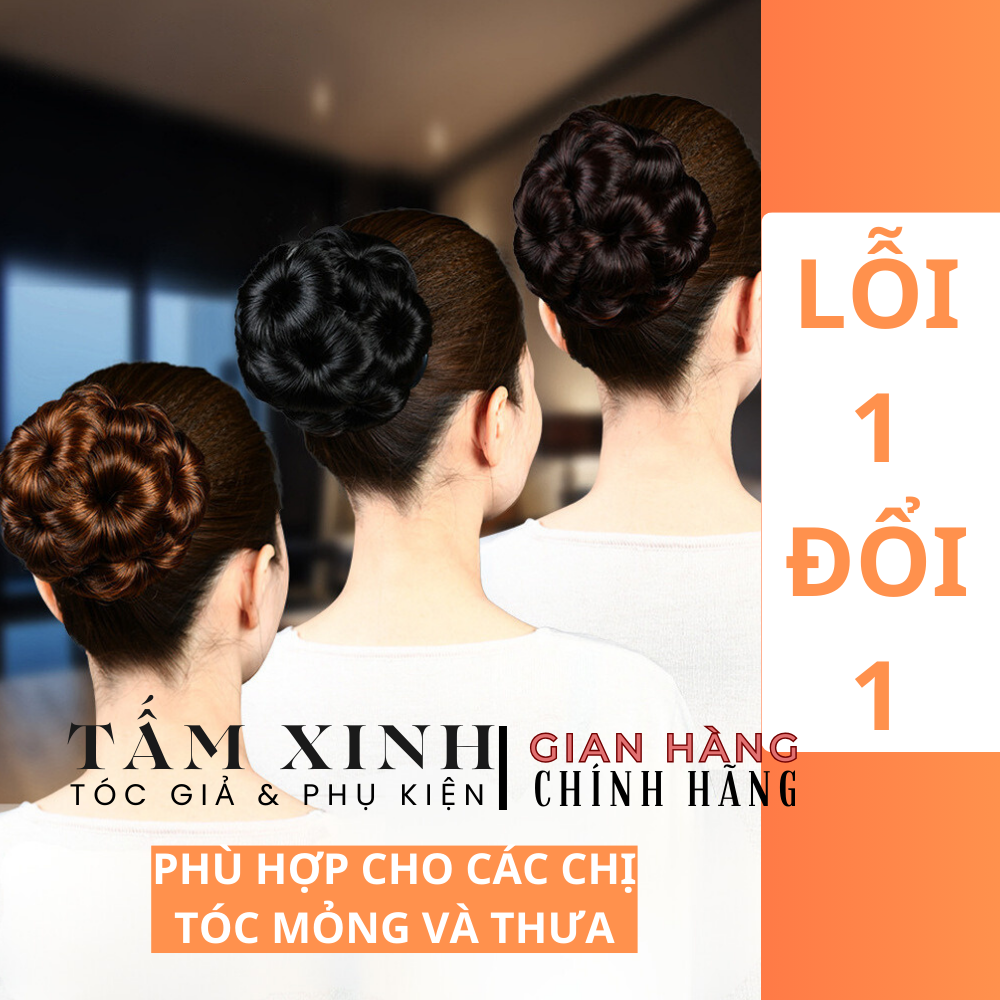 Búi tóc giả trung niên, búi hoa không đính đá