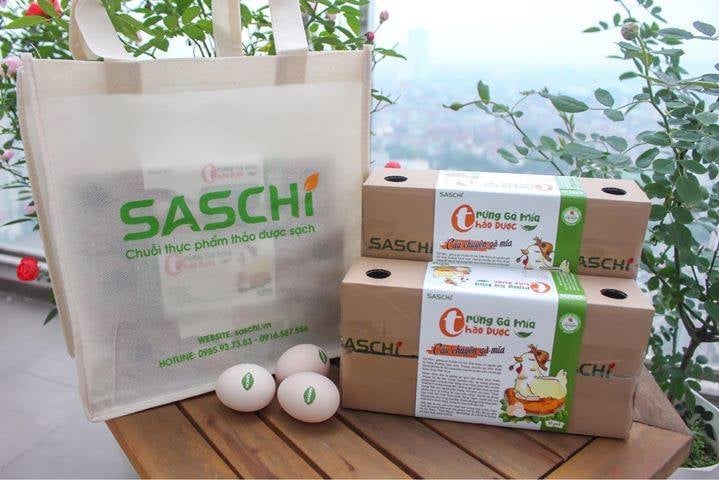Trứng gà thảo dược Saschi - Hộp 10 quả