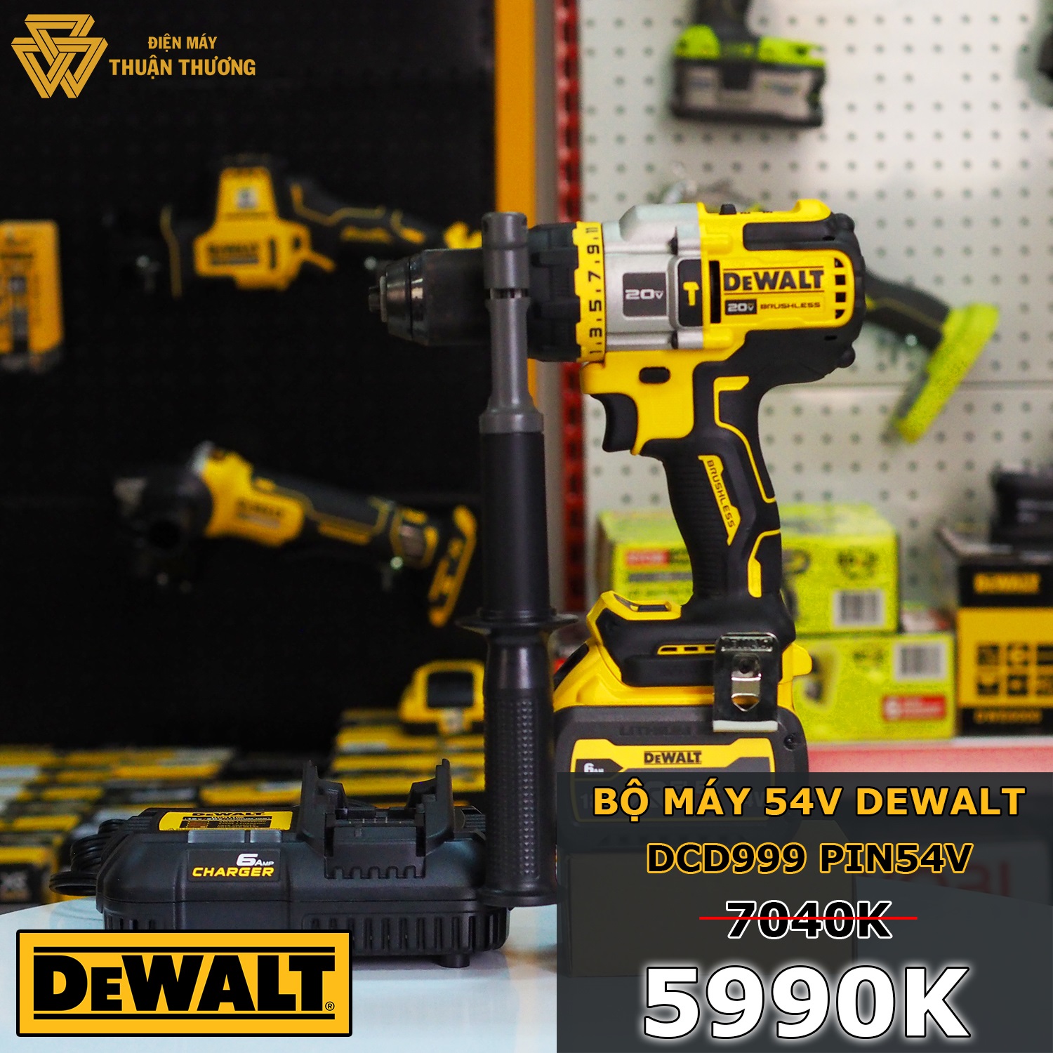 [Khuyến Mãi Xả Kho]Bộ Máy Khoan Búa Động Lực Dewalt DCD999 (Pin 54V)