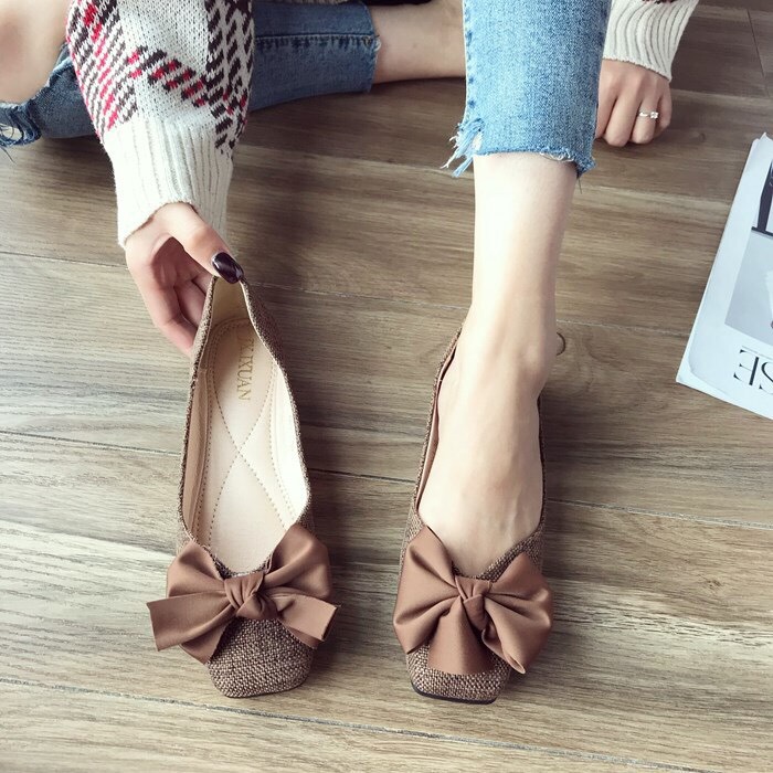 Giày búp bê nữ nơ lụa phong cách Hàn Quốc(  nơ dạ)