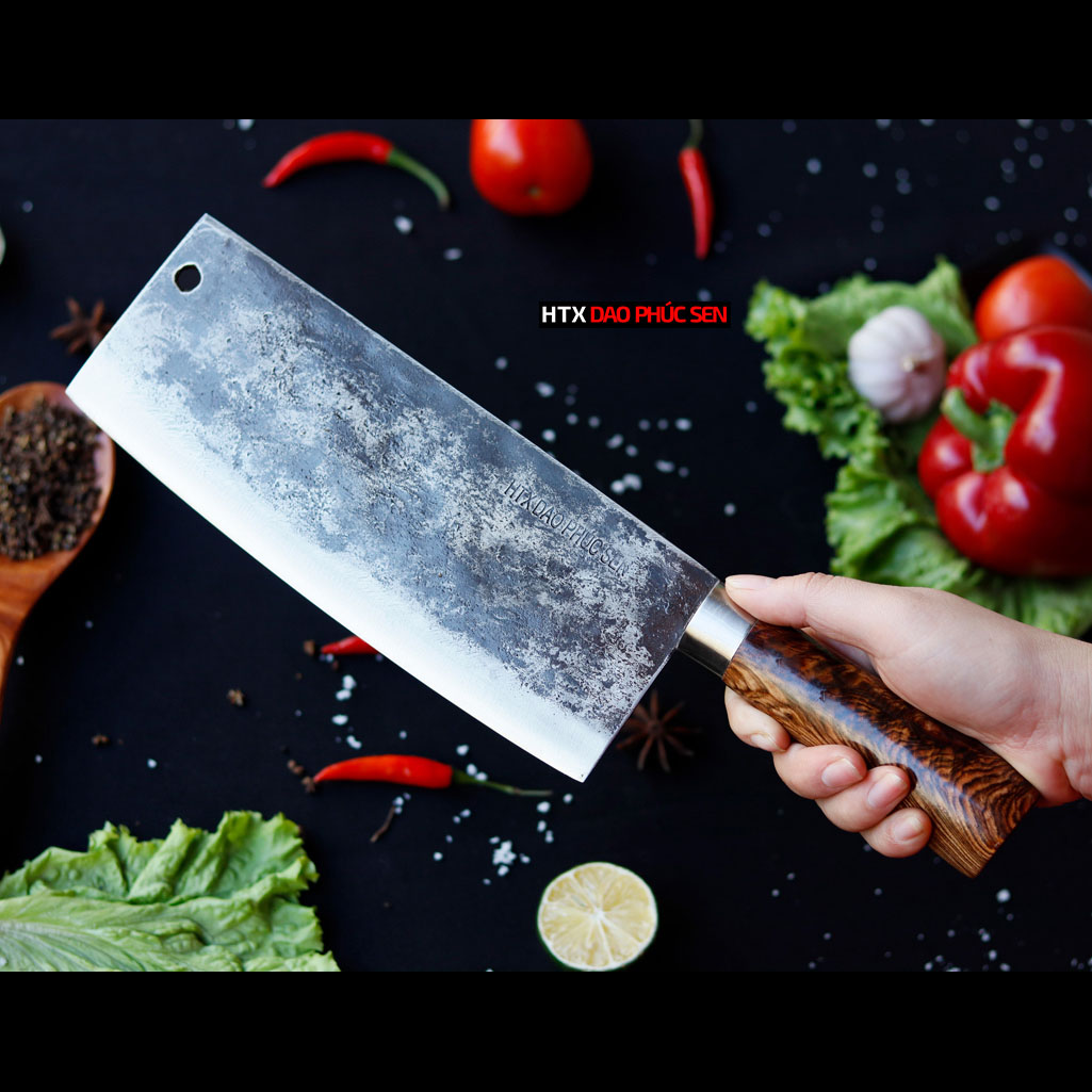 Dao chặt gà cán gỗ khâu đồng - G05