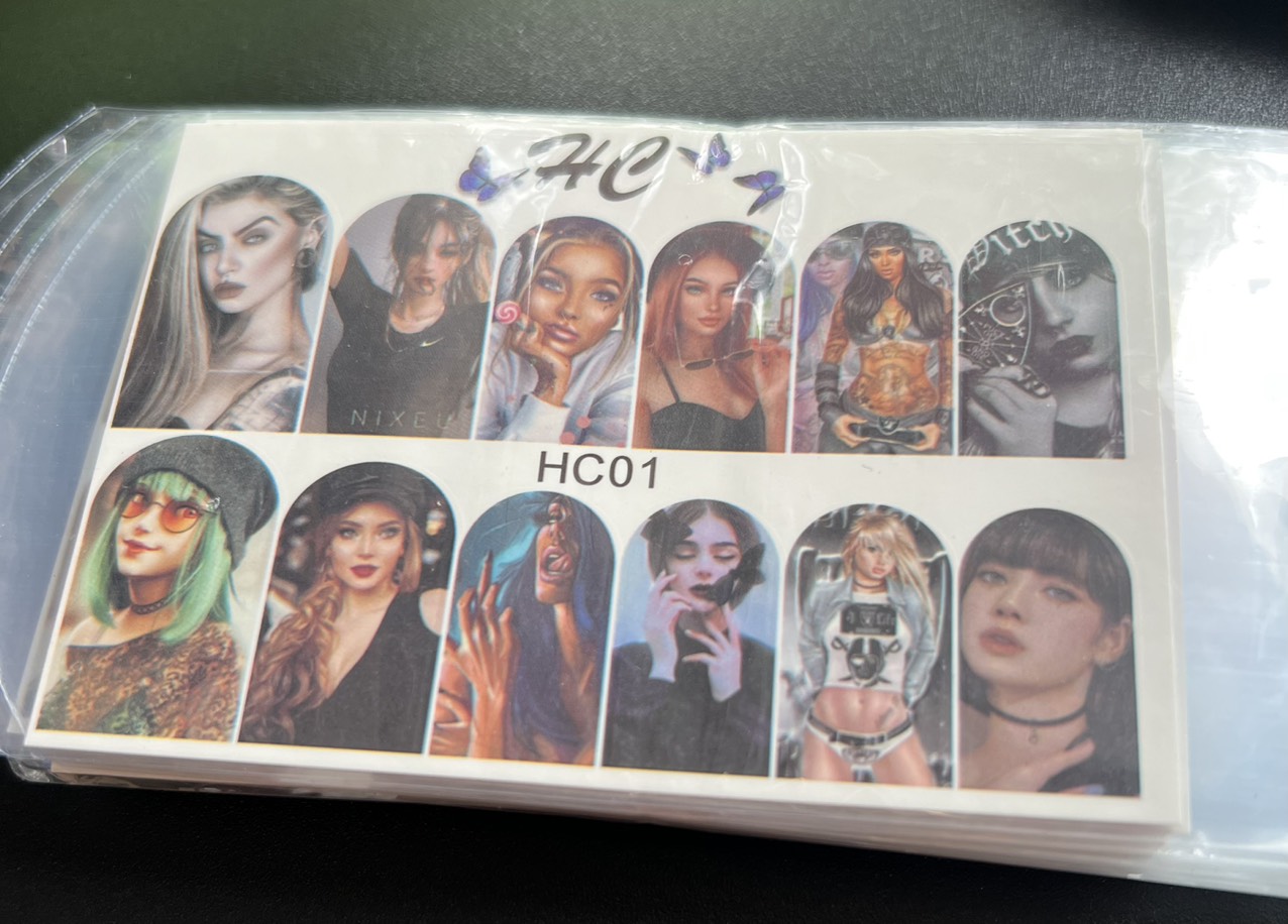 sticker 3d mẫu cô gái dán móng tay nail