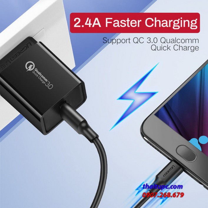 Cáp sạc USB 2.0 to Micro USB, Dài 1.5m, Đen - UGREEN 60137
