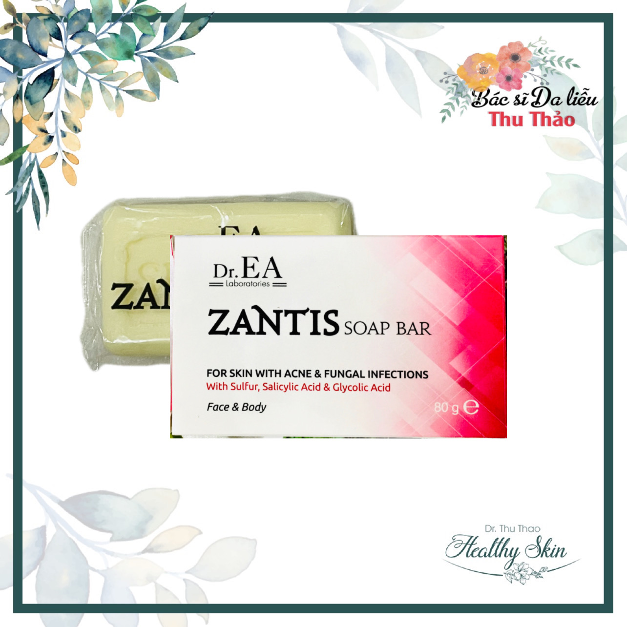 Xà phòng dr.ea zantis soap bar hỗ trợ giảm mụn dày sừng nang lông