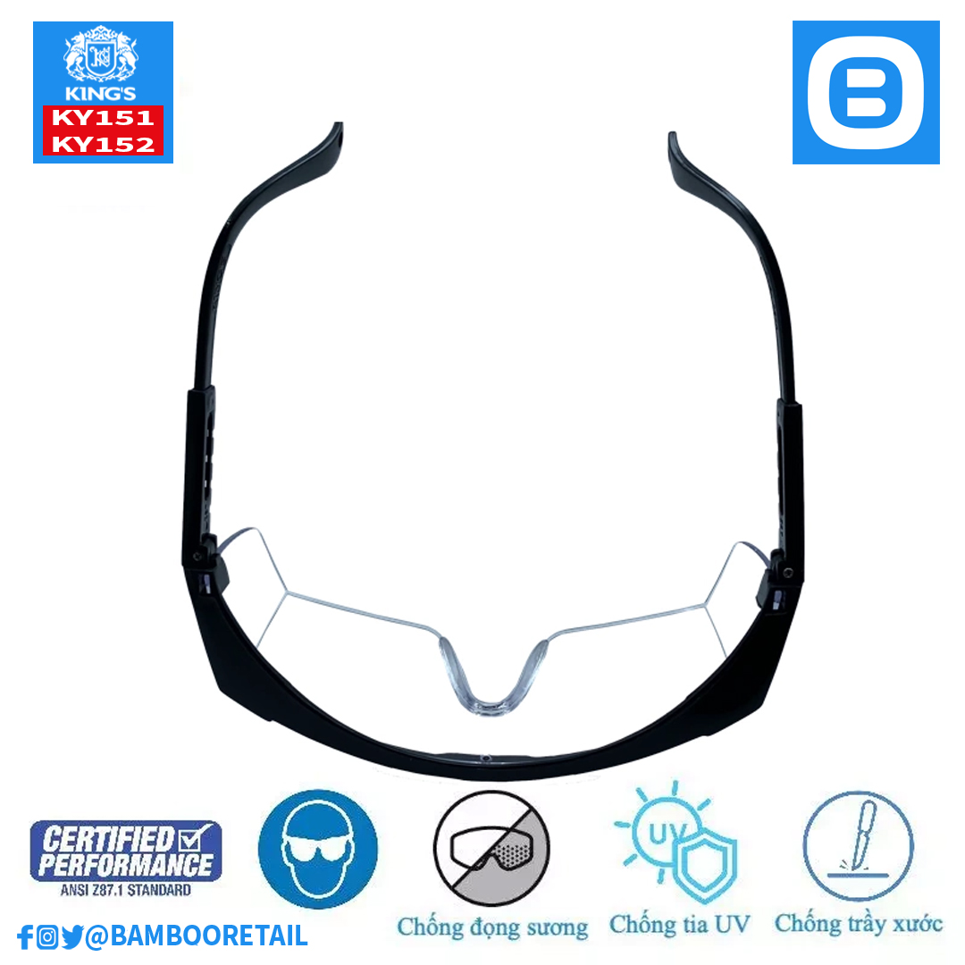King's KY151- Kính bảo hộ cao cấp chống bụi, chống tia UV, chống đọng sương bảo vệ mắt- màu trắng