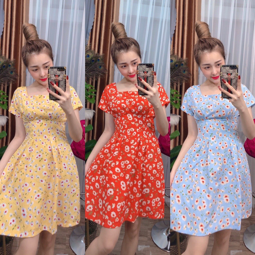[HCM]ĐẦM LỤA HOA CÚC NHÍ DỄ THƯƠNG (ẢNH THẬT) CÓ SIZE 40-65KG - MT18