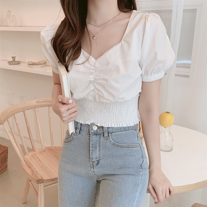 Áo Croptop Bo Chun Cổ V