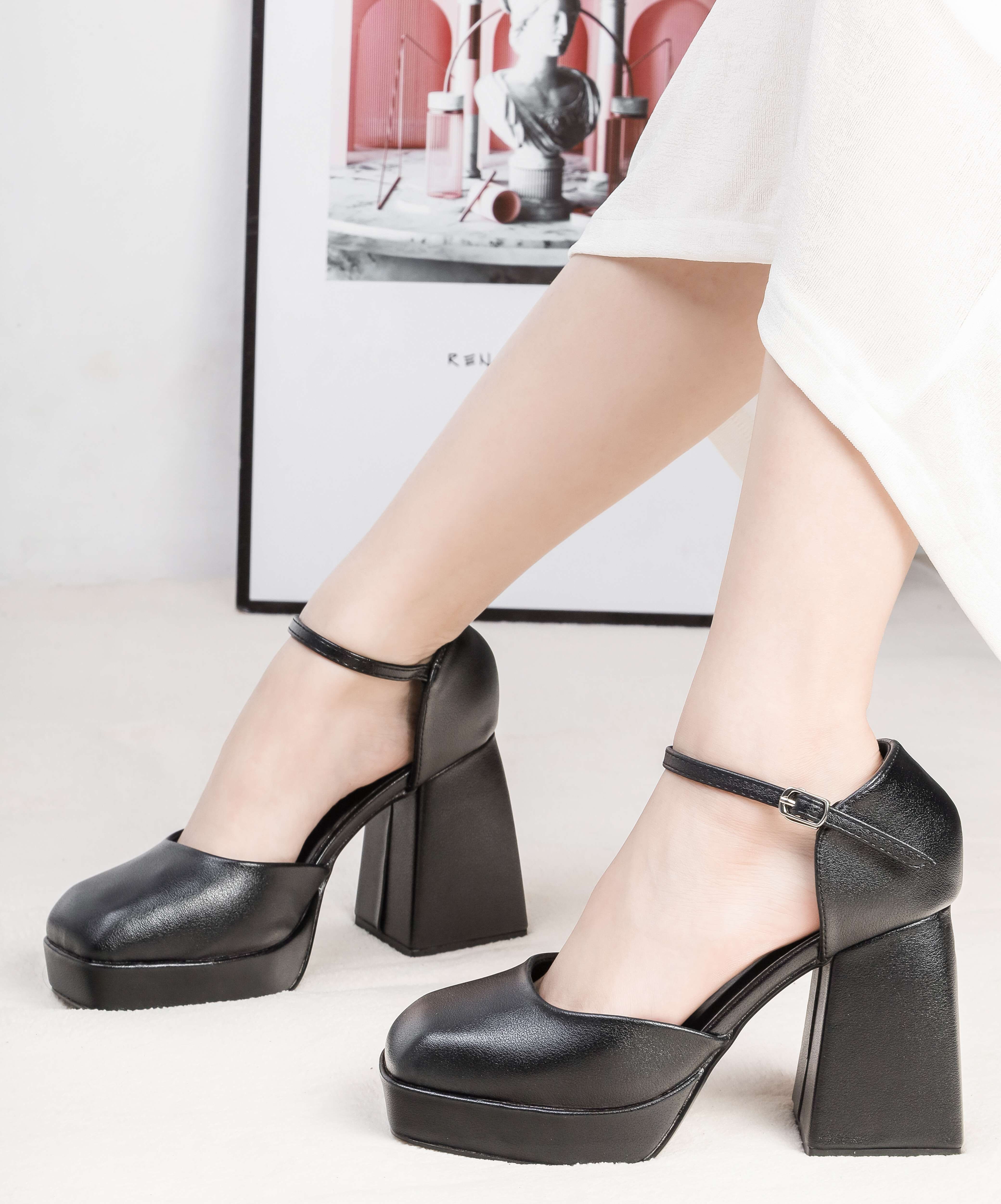 [Form to] Giày Cao Gót Đúp 10cm Mũi Vuông Pixie H075