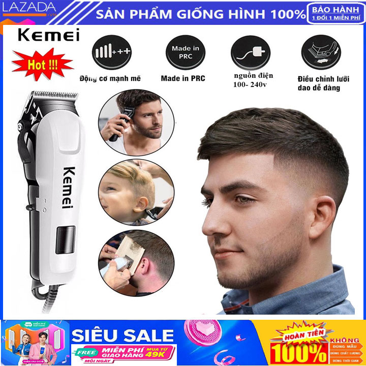 Tông đơ cắt tóc, tông đơ cắt tóc chuyên nghiệp, tông đơ hớt tóc, tăng đơ cắt tóc nhãn hiệu kemei 809a chuyên nghiệp thiết kế với lưỡi cắt và lược để an toàn khi dùng vận hàn