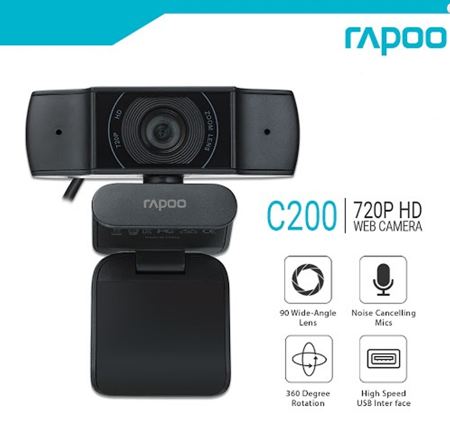 Webcam rapoo c200 hd 720p chính hãng