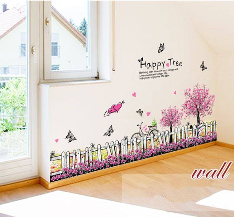 [HCM]DECAL DÁN CHÂN TƯỜNG HÀNG RÀO HỒNG