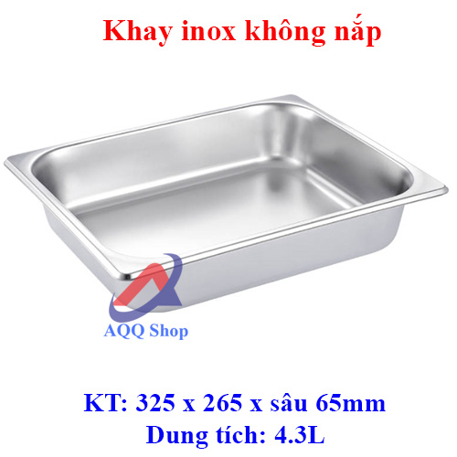 Khay buffet inox có nắp-đựng thức ăn buffet - topping - thực phẩm