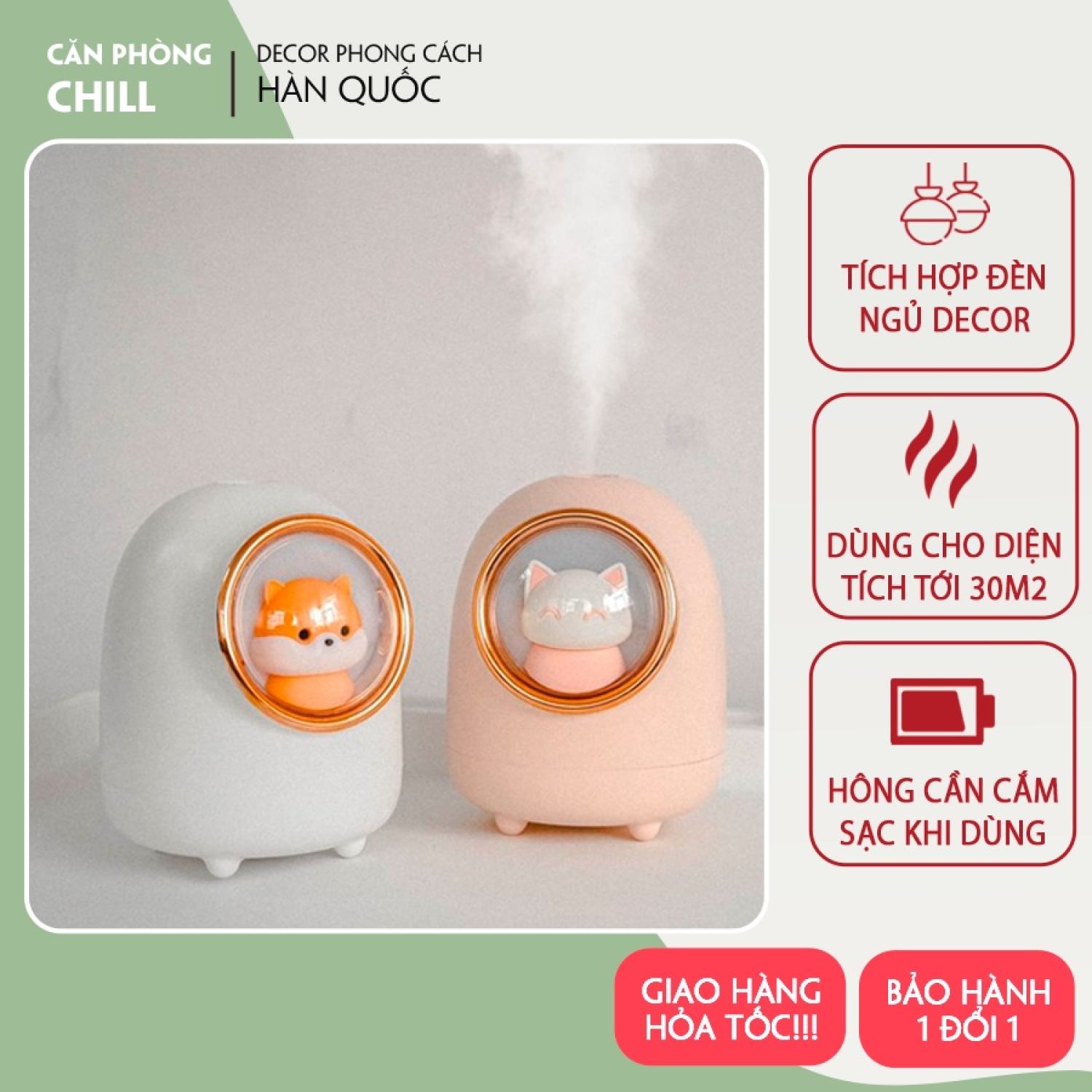 Đèn xông tinh dầu có đèn ngủ phong cách Hàn Quốc - Căn Phòng Chill