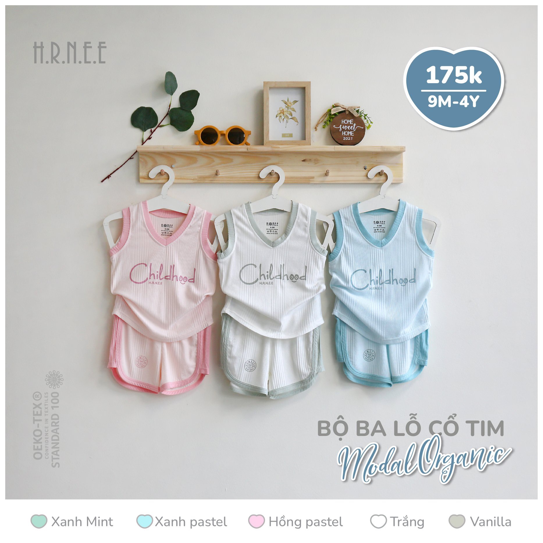 [HRNEE] Bộ ba lỗ Hrnee cho bé trai, bé gái