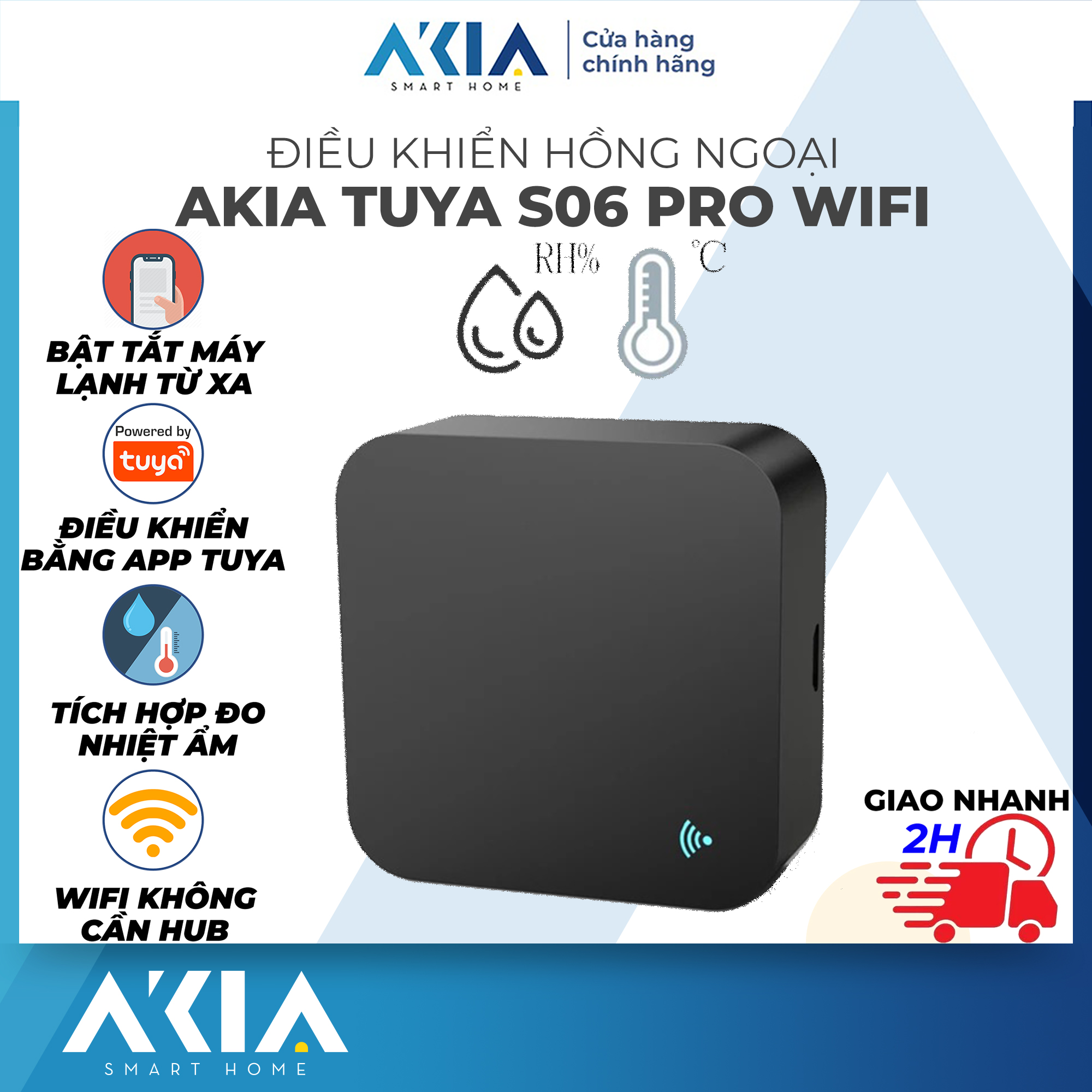 Điều khiển hồng ngoại AKIA Tuya S06 S06-Pro - tích hợp cảm biến nhiệt độ