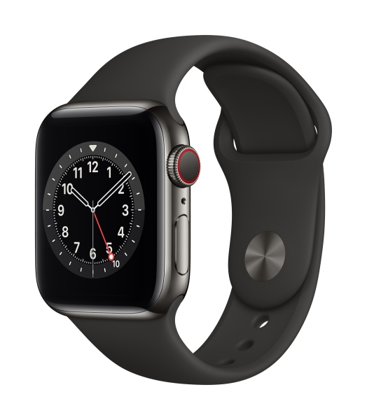 [NEW] Đồng hồ thông minh Apple Watch Series 6 40mm GPS + CELLULAR - Vỏ Thép màu Graphite, Dây Cao Su Đen (M06X3VN/A) - Hàng chính hãng, mới 100%