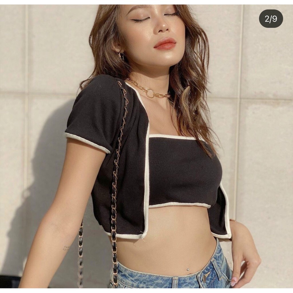 Set Áo Ống Kèm Áo Khoác Croptop