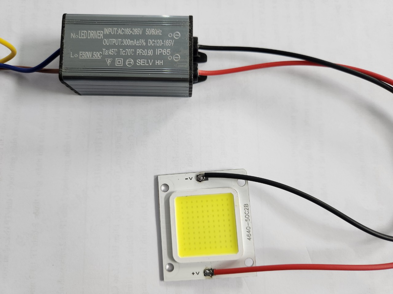Nguồn + chip đèn led pha 50w dc 120-165v