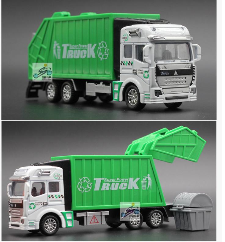 Xe ô tô chở rác mini đồ chơi trẻ em mô hình tỉ lệ 1:48 /1:38 bằng hợp kim và nhựa