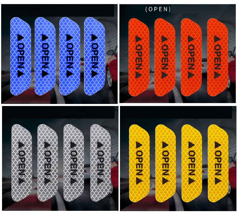 Bộ 4 DECAL dán OPEN phản quang báo mở cửa ô tô