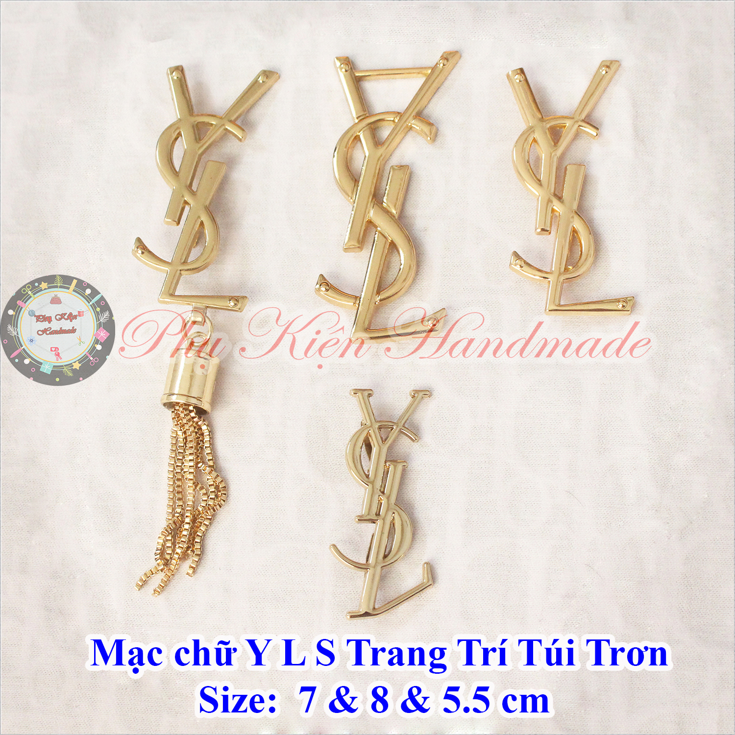 Mạc chữ Y L S trang trí túi trơn