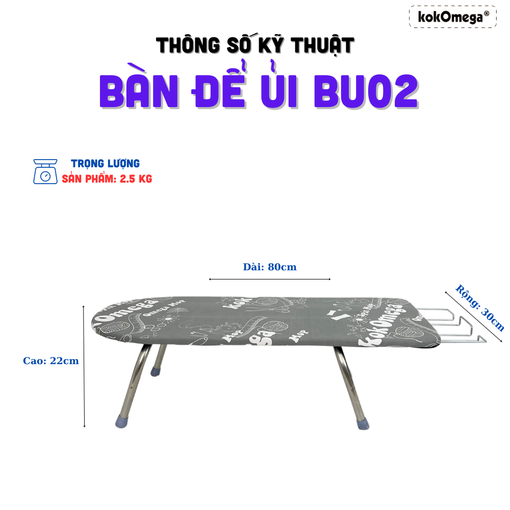 Bàn Để Ủi Quần Áo kokOmega 30x80 Cm - (OMBU-02)