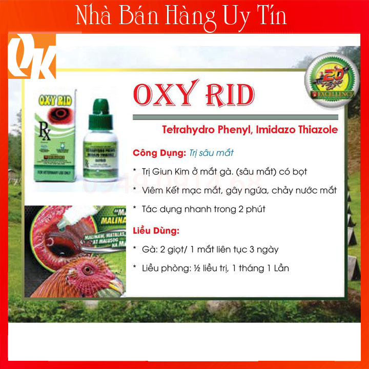 Oxy Rid Chai 5ml-Nhỏ Gà Đá Bị Bọt Mắt-Dem Mắt