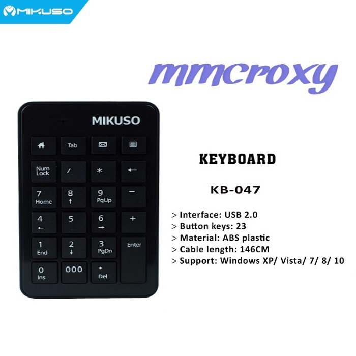 Bàn phím số mini máy tính mikuso kb-047u cổng usb có dây-ht