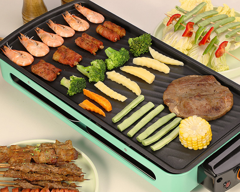 Bếp nướng điện bếp nướng không khói có vỉ nướng và khay nướng bếp nướng điện đa năng 2 in 1