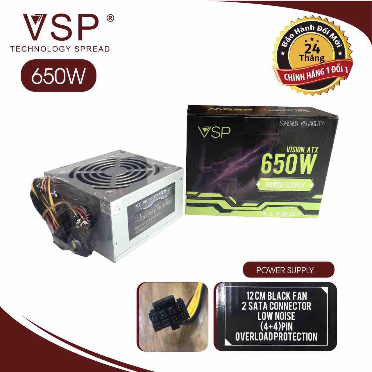 [HCM]Nguồn VSP 650W- Full box-Kèm Dây Nguồn