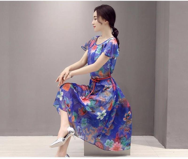 [HCM]Đầm Maxi Kèm Belt Hoa Hàn